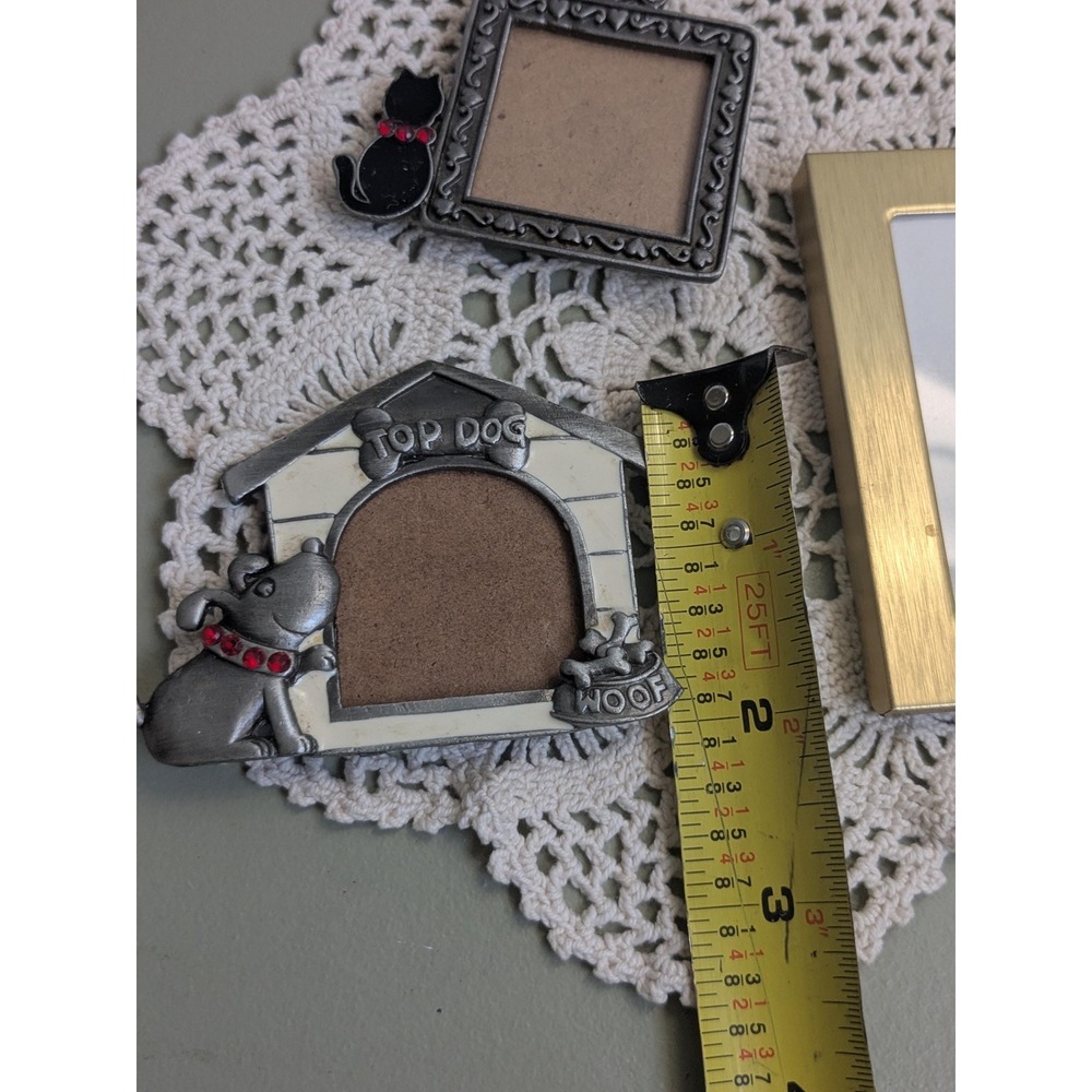 Vintage Mini Magnetic Picture Frames Set of 3 | Cat Dog Photo Frames - Picture 6 of 8